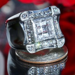 925 sterling silver size 11.25 ring 3.50ct cubic zirconia invisible set 17.90gr
