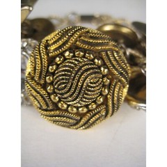 Button Charm Bracelet Vintage Goldtone Chain Jewelry Women Vintage 1970s 1980s