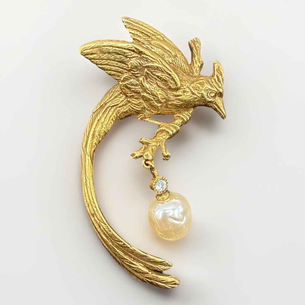 MMA Signed Phoenix Or Other Bird Vintage Brooch Pin J103c