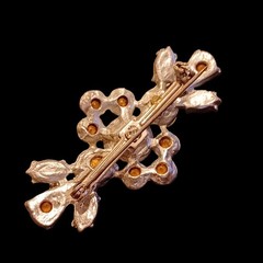 Vintage Silver Pot Metal Paste Rhinestone Brooch 2.25 X 1in