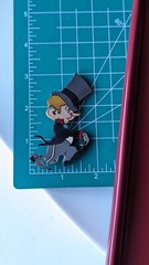 Vintage Handmade Wood Cartoon Mr. Magoo Looney Inspired Black Top Hat Man 3″ PIN