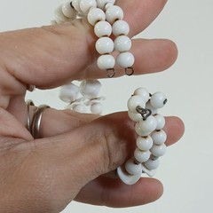 Vintage Milk Glass Bracelet 2 Strand Memory Wire Bracelet