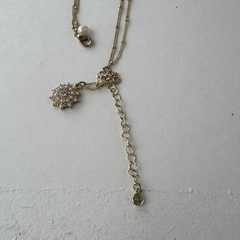 Vntg Lauren Conrad Necklace Genuine Freshwater Pearl Gold Tone 32” Gemstones NOS