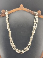 Vintage Goldenrose Italy 925 Sterling Silver 3 Strand Bead Link Necklace 21g