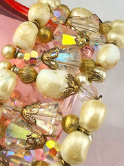 Chunky Heavy Vintage Baroque Glass Pearls Aurora Borealis Crystal Wrap Bracelet