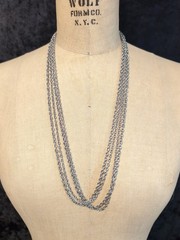 Vintage Silver Tone 56in Double Strand Chain Necklace. Double Or Triple It Up