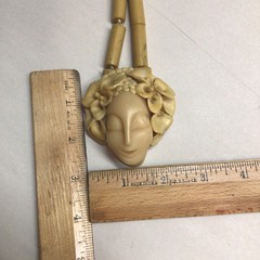 June Metaxides Art Nouveau Necklace Resin Figural Beauty Female Pendant Signed