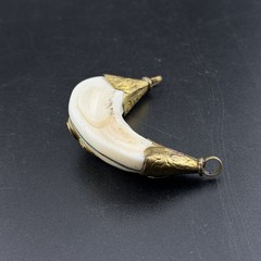 Unique Crescent Shaped Amulet Handcrafted Himalayan Folk Jewelry Pendant