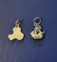 2 Vintage (’90s) Cat Themed Silver Charms -Pendants – for Bracelet ~ Never Worn