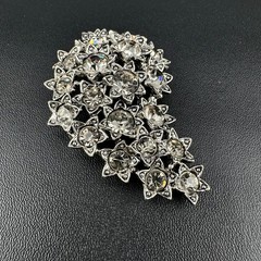 Vintage Rhinestone Brooch Smokey Gray Star Celestial Galaxy Sparkle Cluster