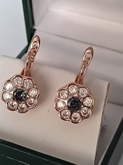Vintage 1990-s 14 Ct Rolled Gold Mystic Topaz Zircons Earrings-Hallmarked 585 RG