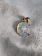 Charles Albert Opalite Glass Textured Alchemia Crescent Moon Pendant