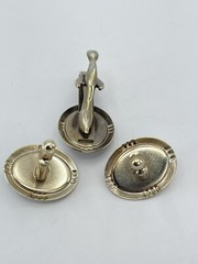 vintage cufflinks and tie clip set oval rhinestone in a diamond shaped setting