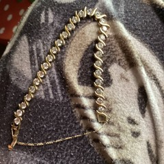 Vintage Gold Tone S Link Tennis Bracelet With Cubic Zirconias 7in