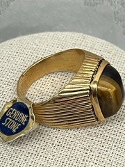 Vintage Vargas Men’s Ring 18kt Yellow Gold HGE Tiger’s Eye Sz 10.75