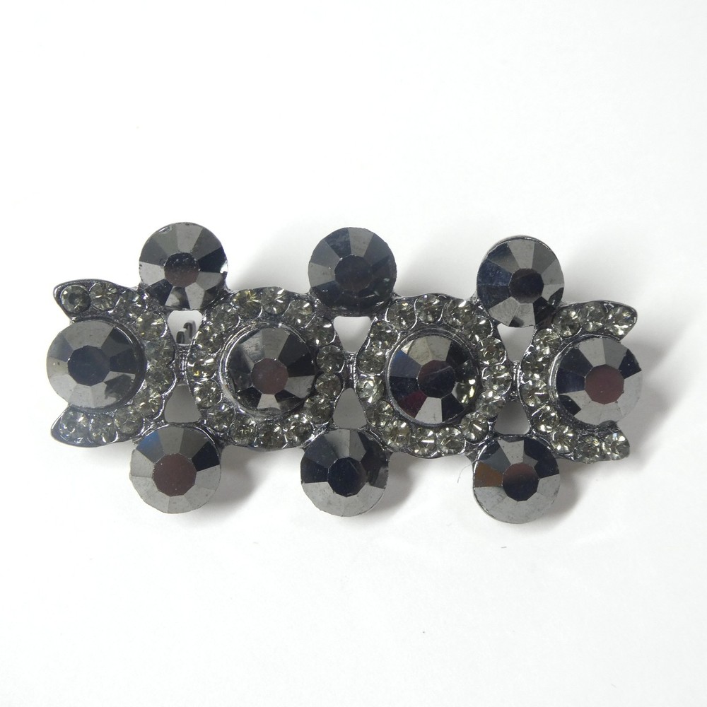 Bar Brooch Pin Vintage Gunmetal Gray Marcasite Rhinestone Mourning?