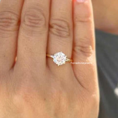 Pure 10K Yellow Gold FN Round Cut 1.30CT White Moissanite Women’s Wedding Ring