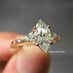 2.55Ct Marquise Cut Lab Created Diamond Engagement Wedding 14K Gold Finish Ring
