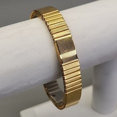 Vintage Expandable Bracelet Gold Tone Textured Ribbed 1cm Stretch 6.75″