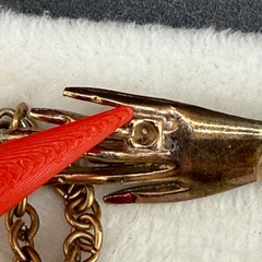 Vintage Victorian Chain Brooch Gold Tone Woman’s Hand Sun READ