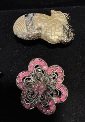 Vintage Pin Brooch Signed AJC Patchwork Cat plus Cats Turkey Flower etc. Lot