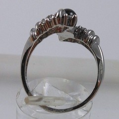 Vintage 90s Black Onyx Bead Bypass Ring 925 Sterling Silver CZ Size 8 15mm Wide