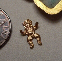 Vintage Enameled Gilt Silver Egyptian Charm Baby Moses in Hinged Basket opens!