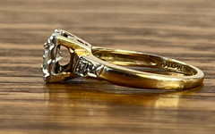 1940’s Vintage 4.2mm Natural Diamond 14K Gold Platinum Hallmark Engagement Ring