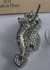 Vtg Seahorse Earrings Silver & Gold Tone Multi-color pierced Crystal Ave NOS