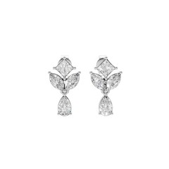 1.35 CTW Princess, Marquise & Pear Lab Grown Diamond Drop Earring Prong Setting