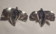 vintage PAR Taxco sterling silver (925) jewelry set with amethyst teardrops.