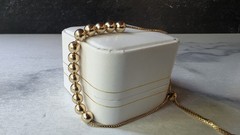 FAS Gold Tone 925 Sterling Silver Beaded Adjustable Chain Bracelet Thailand