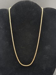 Vintage Signed Trifari 2 mm Rope Chain Necklace 14k Gold Filled 16 Inches