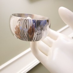 VicenzaSilver bracelet JCM 925 sterling silver textured cuff hinged 6.75 in fit