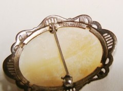 Vintage Harwood 6.1g Sterling Silver Carved Shell Cameo Brooch Pin 37mm x 30mm