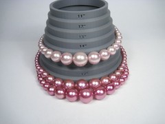 Vintage 1960s Japan Multi Strand Pink Ombre Beaded Necklace Vintage Choker 15 in