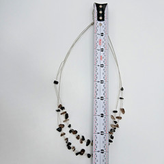 VTG 925 ATI Necklace Earrings Set 20in Smoky Quartz Black Onyx Chip Beads READ