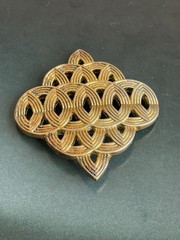 Vintage Signed Lanvin Paris gold tone geometric brooch