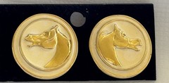 Vintage Paolo Gucci Horse Head Button Clip Earrings Signed Rare Runway Jewelry