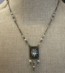 Liz Palacious SF Necklace Peridot Color Rhinestones & Crystals Victorian Revival