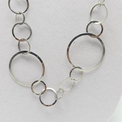 Silver Tone Open Circle Link Necklace With Lobster Clasp 36 In