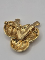 Vintage Gold-tone Trio Pumpkin Brooch Pin Halloween Fall