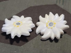 Vintage German Edelweiss Pin Flower Brooch 1940s 1950s WWII DDR Early Plastic