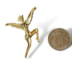 Gold Tone Dancer Brooch Mid Century Russian Ballet Ballerina Pin Vintage MCM