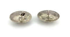 Vintage Sterling Silver Navajo Style Round-Shape Engraved Push-Back Earrings .9”