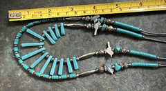 Vintage Double Strand Faux Turquoise Native American Style Fetish Necklace
