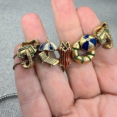 Vintage Slider Bracelet Enamel Beach Ball Pool Swimsuit Chaise Lounge Goggles
