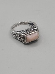 Vtg Pink Agate Sterling Silver 925 Size 6 Ross Simons Scrollwork Ring 6 Grams