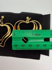 Vintage Avon Triple Heart Hoop Pierced Earrings Gold Tone w/Surgical Steel Posts