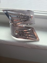 VTG Vargas Shooting Star Mesh Clamper Bracelet Earrings Set Silver Rhinestone